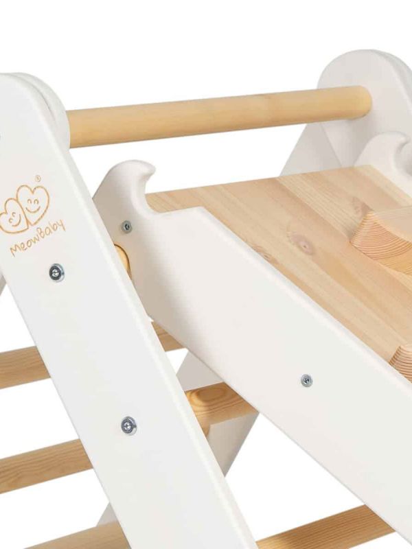 Montessori ladder for slide and ramp 2in1, White