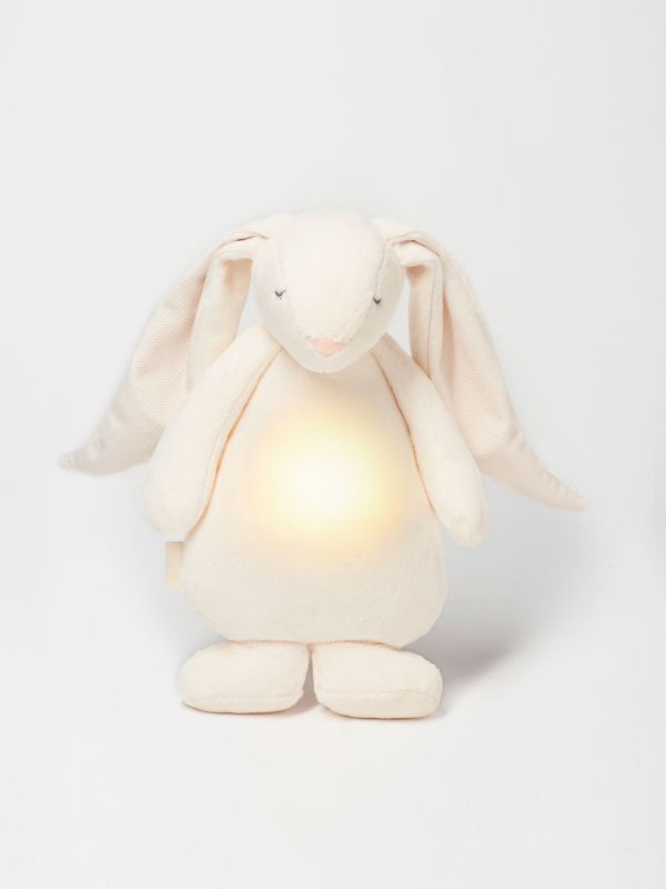 Moonie bunny soothes your baby for sleep - soothing Pink noise and dim night light help even in challenging sleep situations.