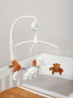 Beautiful and light-colored Baby's Only mobile for baby´s crib. Mobile plays a soothing melody and is easy to attach to the baby's crib.