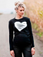 Maternity heart paterny top - BLACK (white heart)