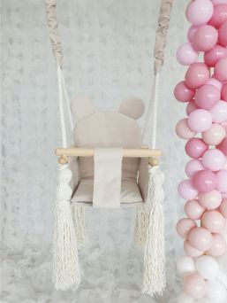 Teddy bear baby swing, beige