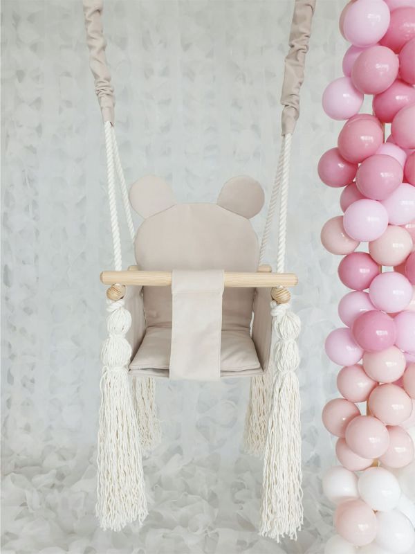 Teddy bear baby swing, beige