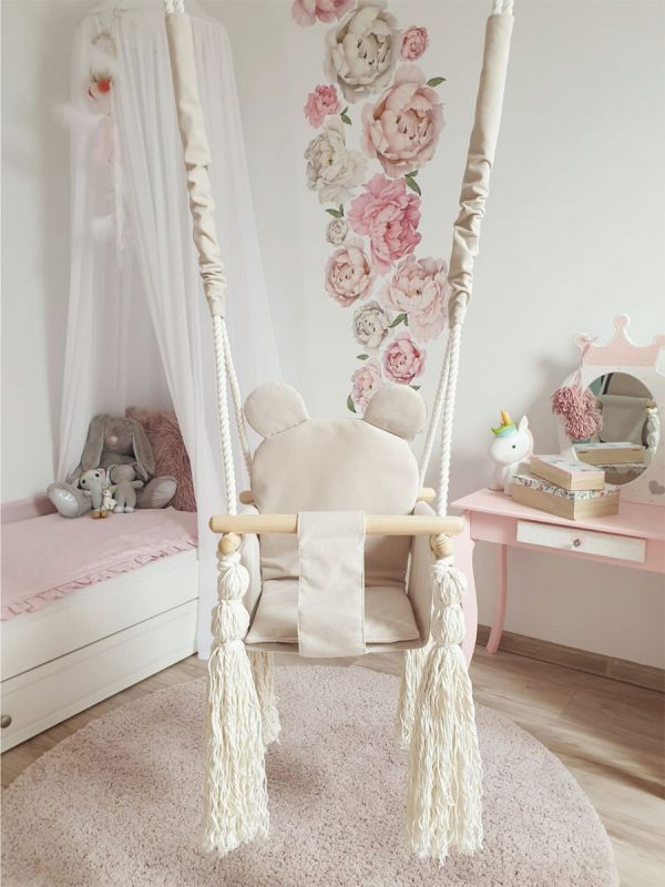 Teddy bear baby swing, beige