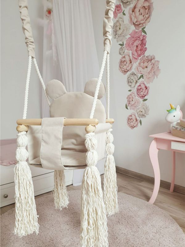 Teddy bear baby swing, beige