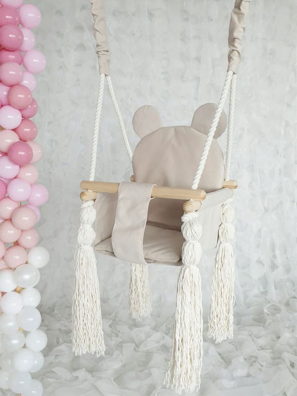 Teddy bear baby swing, beige