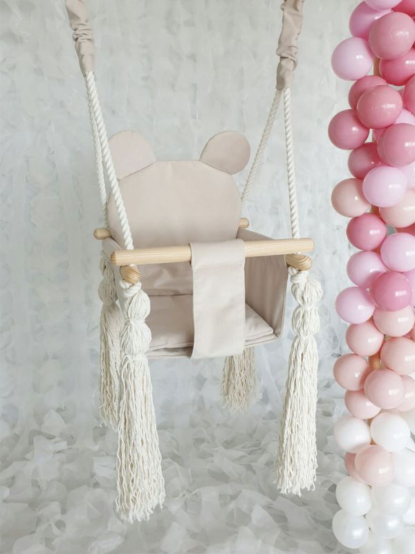 Teddy bear baby swing, beige