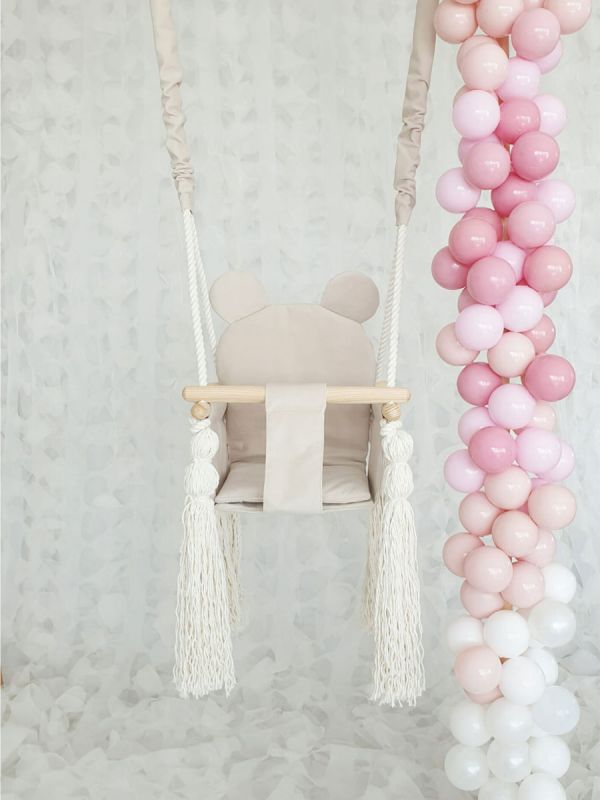 Teddy bear baby swing, beige