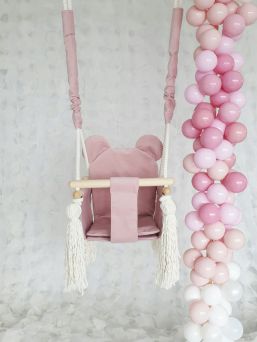 Teddy bear baby swing, rosa