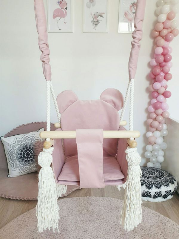 Teddy bear baby swing, rosa