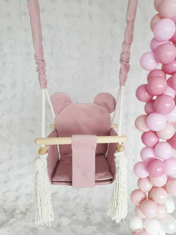 Teddy bear baby swing, rosa