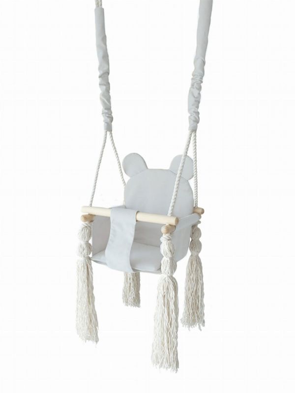 Teddy bear baby swing, light grey