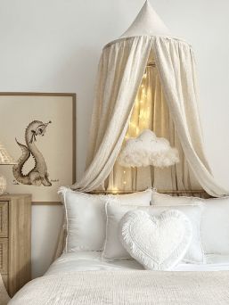 Linen muslin bed canopy 50, natural
