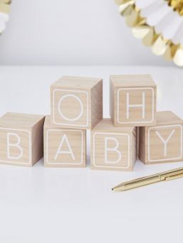 Oh Baby! Baby wooden blocks. Family and friends will love writing on these - leaving messages for the gorgeous mummy to be, a keepsake that will last forever.