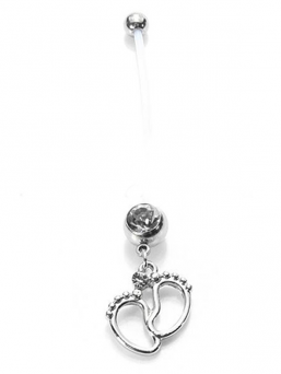 Navel jewel - Baby feet (open clear)