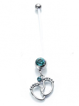 Navel jewel - Baby feet (open blue)