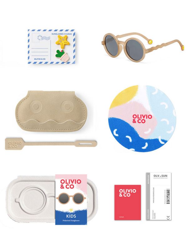 Olivio&Co Children's Sunglasses Kids 3-5 years, Round Sand Beige