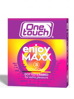 One Touch ENJOYMAXX silicone oil lubricated high quality condoms with raised dots and ribbed shape.