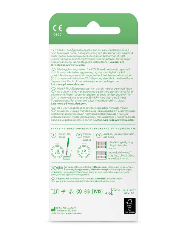 Ovulation test RFSU 14pcs – Identifies the 2 most fertile days