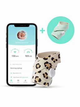 Owlet Smart Sock 3 for baby, Leopard + Mint