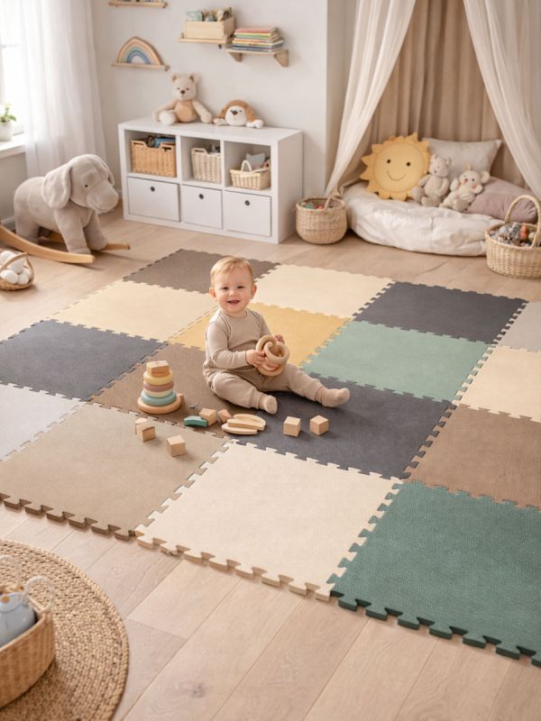 Children's play mat 50x50cm, mint