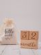 Wooden age blocks for baby photography. The blocks tell in the photo the child's age in delightful way.