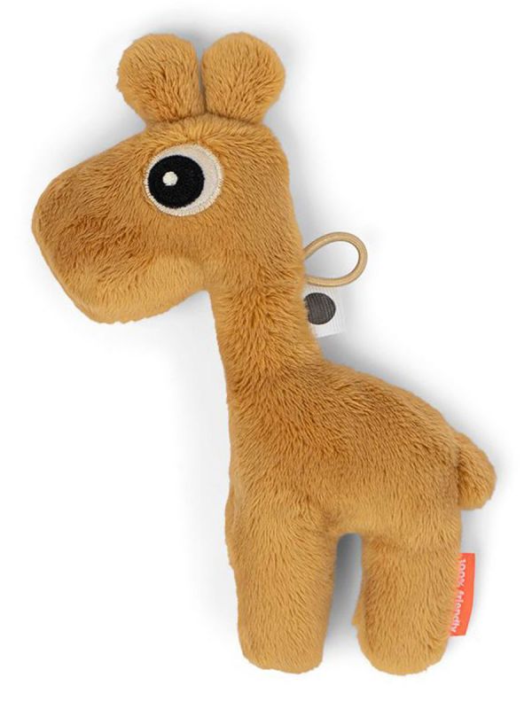 Done By Deer animal rattle is in the shape of a animal and makes a soft rattle sound when your child is moving the rattle.