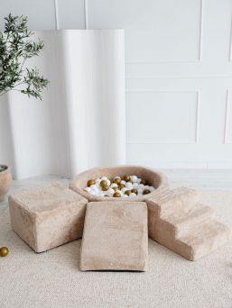 Padded ball pit, play area, slide and stairs - Teddy Beige