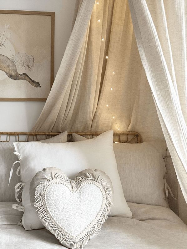 Linen muslin bed canopy 50, natural
