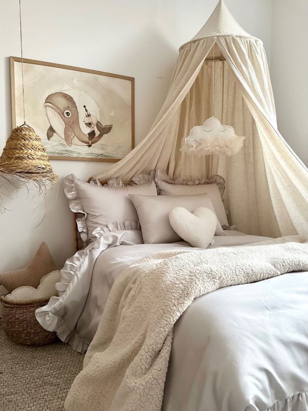 Linen muslin bed canopy 50, natural
