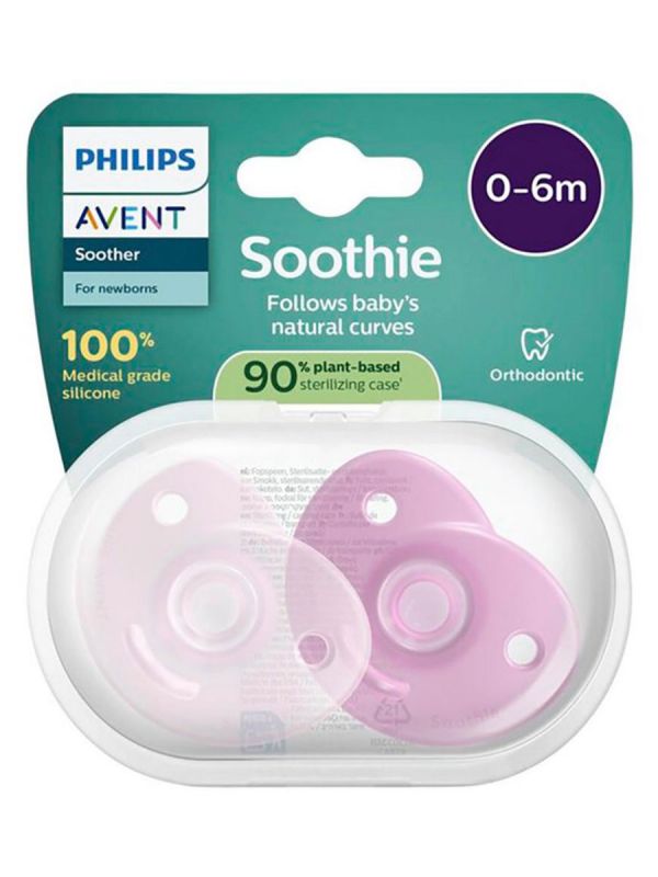 Philips Avent - Curved Soothie pacifier 0–6 mth, Pink