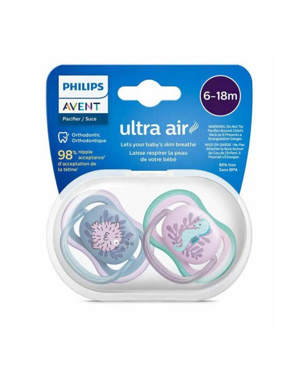 Philips Avent - Ultra Air pacifier 6-18mth, purple/blue