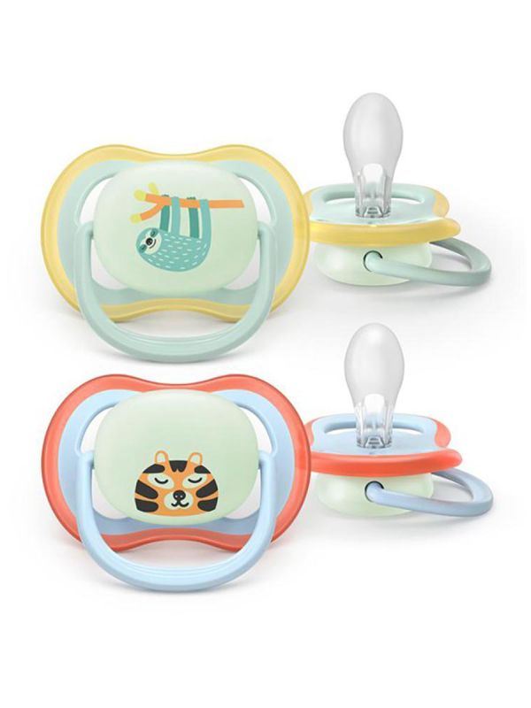 Glow-in-the-dark Ultra Air Night pacifier 0–6 months 2pcs, light blue/mint
