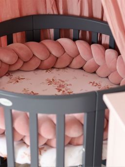 Cot edge protection 360cm, antique pink