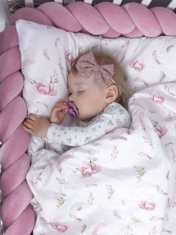 Cot edge protection 360cm, dirty pink