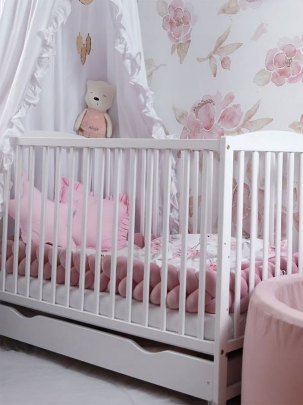 Cot edge protection 360cm, dirty pink