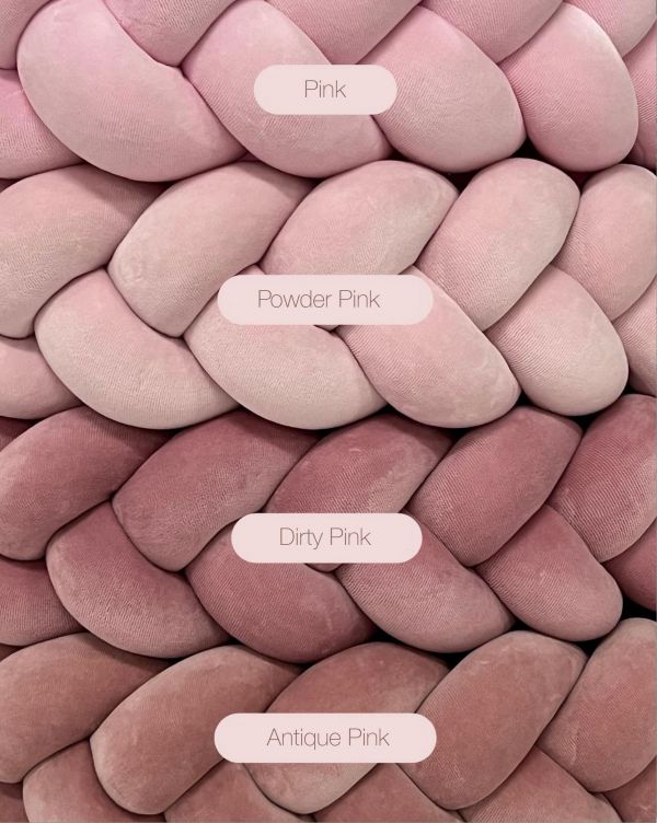 Cot edge protection 360cm, dirty pink