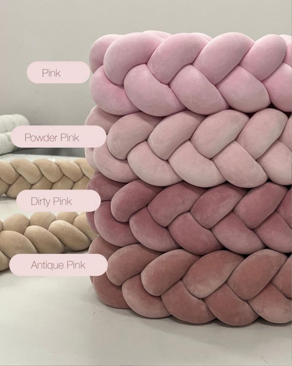 Cot edge protection 360cm, dirty pink