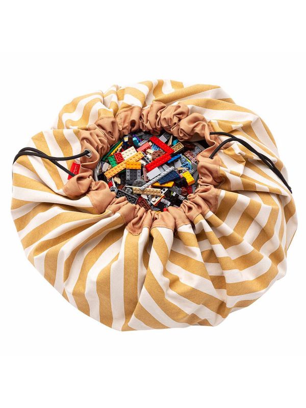 Play & Go play mat/ toy bag, Stripes Mustard