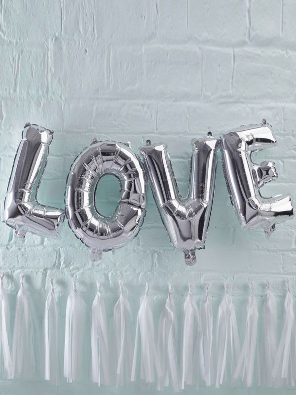 Ginger Ray foil balloon Love, silver