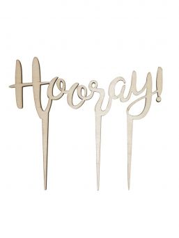 Hooray! wooden cake topper