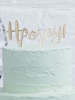 Top your yummy cake with this gorgeous 'Hooray' Wooden Cake Topper. Make your special occasion memorable and add something special to your cake with this unique wooden sign.