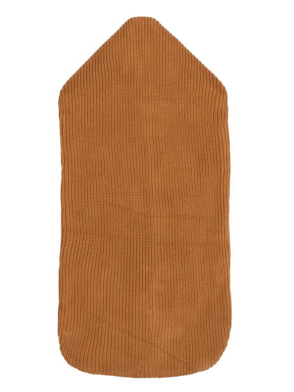 Baby´s Only knit footmuff. Knit and teddy lining of this sustainable Baby´s Only footmuff from the Soul collection for the pram in the colour warm linen is made of 100% organic cotton.