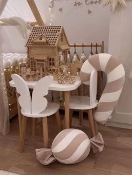 Round Candy cane pillow 55cm, beige