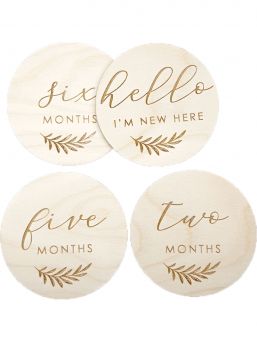 Wooden Milestone cards 0-12 mth, ENG