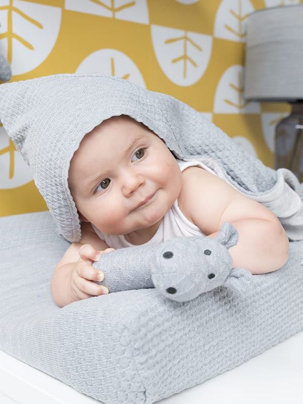 Hippo rattle for baby (grey)