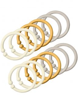 Bibs Loops ring, 12pcs, Ivory/Honey/Sand