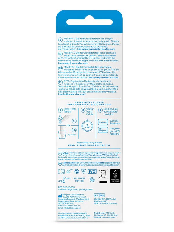 RFSU Digital Pregnancy Test – Digital pregnancy test with clear Pregnant/Not Pregnant result