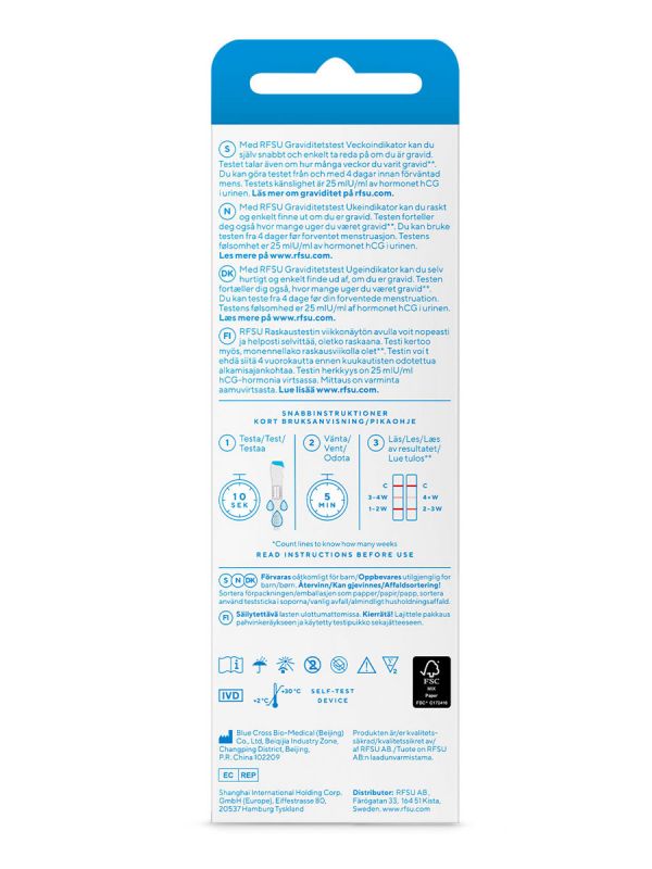 RFSU Weeks Pregnancy Test 2pc – Shows the duration of pregnancy in weeks