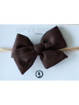 Bow headband Muslin collection, dark chocolate