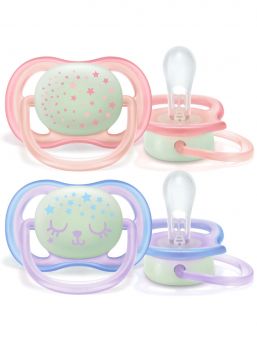 Night Ultra Air night time pacifier (girl) 0-6mth 2-pack  | PHILIPS AVENT